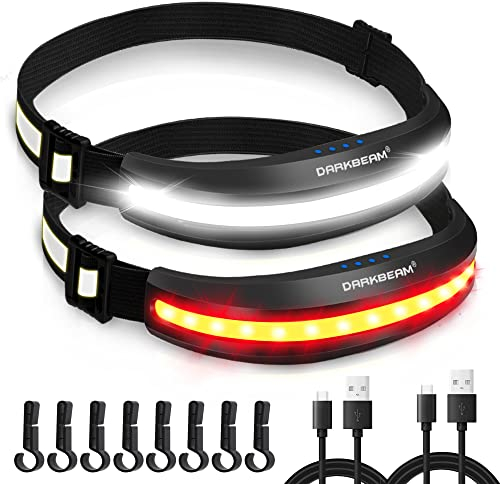 DARKBEAM Head Torch USB-C Rechargeable LED Headlamp Hardhat Light, COB 230° Floodlight Hands-Free Red Flashlight Headlight - Super Bright Head Lamp for Camping, Repair, Fishing, 2-Pack