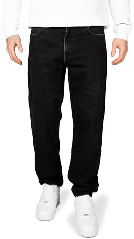 PITTMAN Titan - Jeans Denim Stoffhose Herren - Schwarze Jeanshose - Männer Baumwolljeans Loose Fit, Schwarz (Black 194008), W31/L32