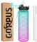 GOPPUS 500ml/17oz Kinder Trinkflasche mit Strohhalm Zeitmarkierungen Tritan Wasserflasche Kohlensäure Geeignet BPA-frei Auslaufsicher Sportflasche für Sport,Fahrrad,Uni,Outdoor Leicht, Nachhaltig