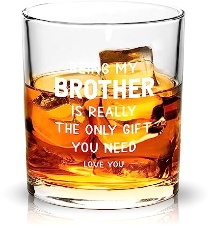 Joymaking Whiskyglass Gift, Brother Gifts, Brother Birthday Gifts, Funny Gifts for Brother - Being My Brother is Really The Only Gift You Need, Big Brother Gifts Whiskey Glass 15oz