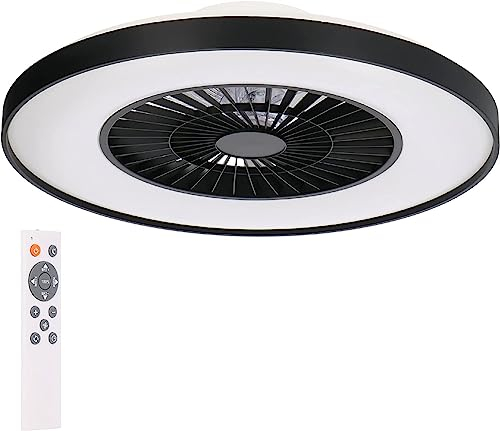 Proventa Deckenventilator mit Beleuchtung und fernbedienung leise 60W-Ø60cm, dimmbare LED Deckenleuchte mit Ventilator, energiesparender Sommer & Wintermodus