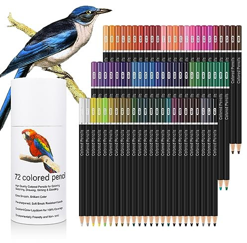 72 Coloured Pencils Set for Adult, Quality Soft Core, Oil Based Colouring Pencils for Artists,Professional Drawing Pencils Art Supplies, Colour Pencil for Adults Kids