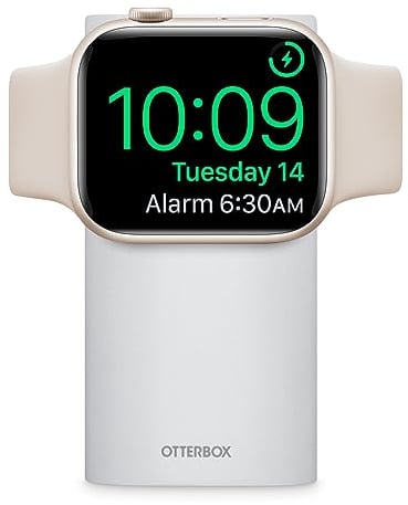 OtterBox Power Bank mit Apple Watch Ladegerät, 3,000 mAh externer Akku mit USB-C Ausgangsleistung, Status LED, schlank und tragbar, Weiß