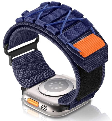 SumRioo Nylon Correa Compatible con Apple Watch 49mm 46mm 45mm 44mm 42mm, Correa Deportiva Pulsera de Reloj Tejida para iWatch Ultra 2/Ultra 1, Series 10 9 8 7 6 5 4 3 2 1 SE SE2, Azul