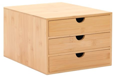 Unibos | Drawer Box with 3 closed drawers, desk or in the cupboard, incl. furniture-friendly, stationary storage unit drawer cabinet desk organiser | Natural