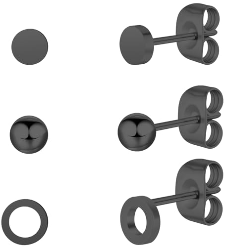 Artskin Titan Frauen schwarz Ohrstecker nickelfrei hypoallergen Mädchen Ohrringe Ohrstecker für empfindliche Ohren klassischen Ohrring Frauen Mädchen Teenager