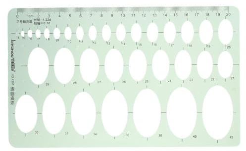 GetCoupon Ovaler Stil, Kunststoff, geometrische Zeichnungen, Vorlagen, Lineal, Messlineal, 20 cm, digitales Zeichnen, Zeichnen, Bauen, Bürobedarf