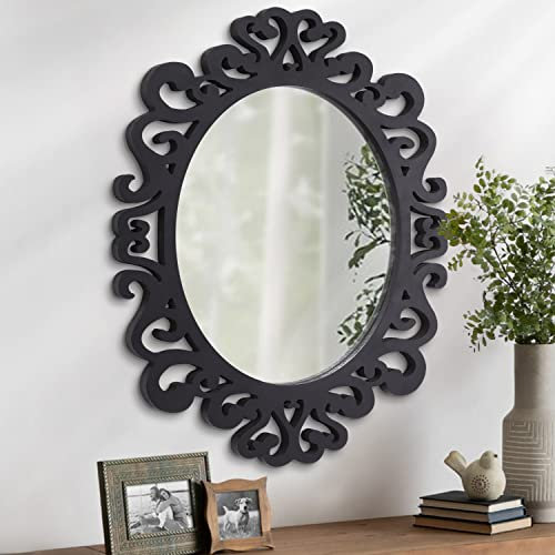AOAOPQ Wandspiegel, antiker Schminktisch, Wandmontage, Barockstil, schwarz, Vintage, Wohnzimmer, Flur, dekorativer Spiegel für Badezimmer, Schlafzimmer, Heimspiegel, kleiner hängender Eingangsbereich,