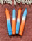Handgefertigte Dip-Dye Kerzen in Neon Orange und Neon Blau - Einzigartige Farbexplosion (Mixset aus 4 Kerzen)