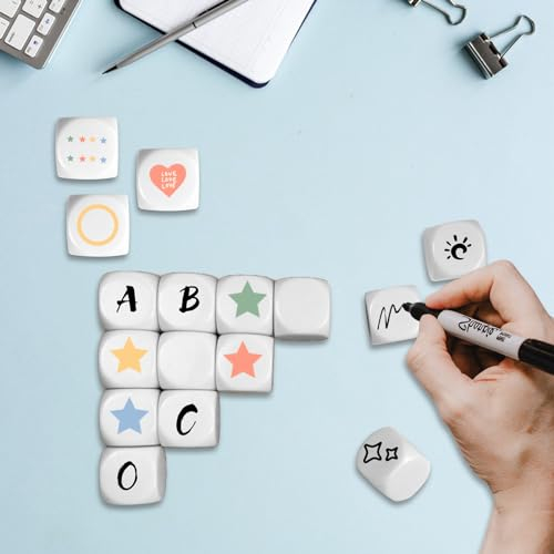 20pcs 22mm Bianco Dadi Arrotondati, Dadi Vuoti 6-sided Gioco Dadi Cubo set per l'insegnamento Dadi di Apprendimento, Artigianato, fai da te, Numeri, Causale Sesources Gioco