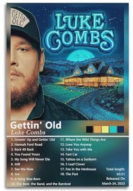 Luke Combs Album-Poster, Leinwand-Poster, Raumdekoration, ästhetisches Poster, künstlerisches Poster für Schlafzimmer, Wohnzimmer, Wände, 20 x 30 cm, ungerahmter Stil