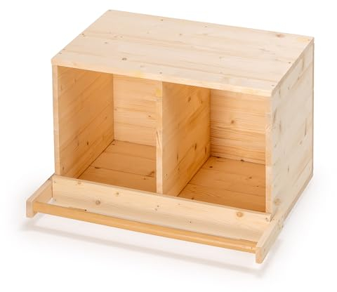 Hühnerlegebox aus Massivem Fichtenholz Natur mit Anflugstange