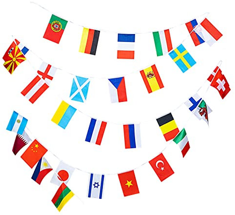 COLLBATH Länder Wimpelkette Internationale Flaggen Deko Für Bar Party Sportevents Fahnen Für Feste Und Themenfeiern Lebendige Farben Für Drinnen Und Draußen