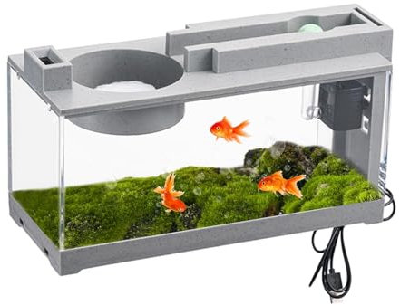 Aquarium de table complet - Petit aquarium d'eau de mer - Avec pompe à eau - Rétro décoratif - Calme - Pour poissons Betta