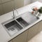 SÄUBER® 1000 x 520mm Stainless Steel Kitchen Sink 1.5 Bowl Inset Drop in Installation, Right Hand Drainer, 18/8 Grade Steel Sinks, Free Basket Strainer Waste