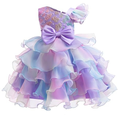 Miipat Robe de Princesse à Une épaule avec Sequins sans Manches pour Demoiselle - La Fête, Mariage, Anniversaire pour Enfants