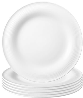Seltmann Weiden Beat Color Glaze Frühstücksteller 6er Set, ø 23,3 cm, Dessertteller und Kuchenteller mit Rillenrelief, Porzellan, Weiß