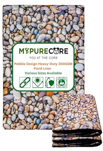 MYPURECORE Heavy-Duty 450GSM Pond Liner - Premium HDPE Liner with Pebble Design for Ponds, Waterfalls & Fountains – UV & Tear Resistant, Ideal for Garden Koi Ponds & Water Features (2.5m x 3m)