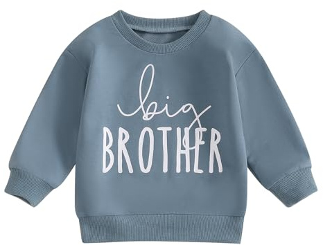 Vioyavo Toddler Kids Boys Sweatshirt Big Brother Letters Print Long Sleeve Pullover Casual Loose Fit Tops Spring Fall Baby Clothes