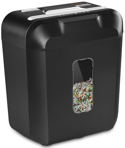 VidaTeco10-Sheet Home Shredder, Cross-Cut Paper Shredder Shreds Paper/Card/Staple/Clip Small Office Shredder Machine, High Security Level P-4 Jam Proof System 14L Liftout Basket