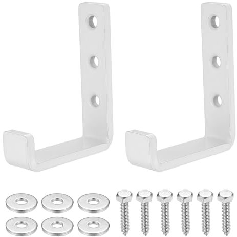 2 Pcs Ganchos para Garaje, Colgador de Bicicleta y Organizador de Herramientas Eléctricas - Soporte para Colgar en Pared (Blanco)