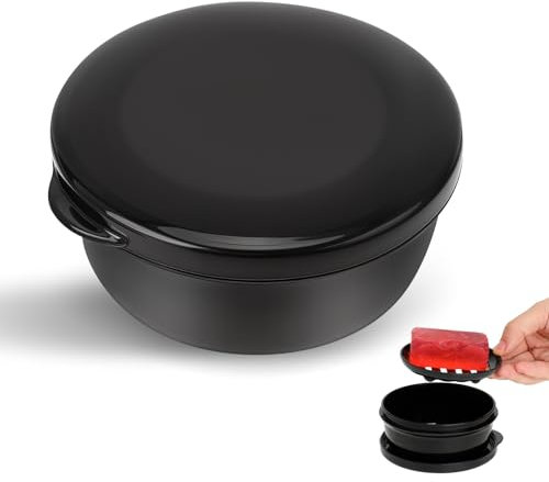 Travel Soap Box Portable Circular Seal Handmade Soap Box Shampoo Bar Tin Containers Travel Soap Case Holder Portable Shower with Lid Waterproof Self-draining Round Soap Box for Home Travel Camping Gym