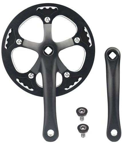 WEEROCK E-Bike/Fahrrad Kurbelgarnitur MTB Rennrad Kurbelsatz 46T Aufladung Aluminiumlegierung einseitige Kettenabdeckung und 170 mm Arm, kompatibel mit Singlespeed Fahrrad und 6/7/8/9 Gängen Fahrräder