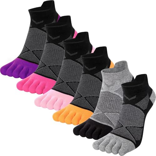 Kevaler Chaussettes de Course à pied femme Orteils Séparés Running Basse Chaussette Doigt de Pied Sport pour Sports Running Gym Randonnée Respirant - 6 Paires/39-42