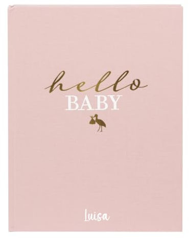 minimutz Babytagebuch - Personalisiert mit Name - Babyalbum Hello Baby - Baby Journal ab Schwangerschaft und erstes Jahr - Rosa