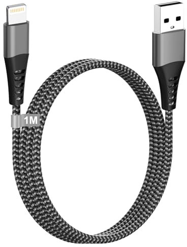 iPhone Charger Cable 1M 1Pack [Apple MFi Certified], Lightning Cable 1M Long iPhone Cable Fast Charge Iphone USB Cable Nylon iphone Charging Cable Lead Wire for IPhone 14/13/12/11 Pro Max/XS/8/7/iPad