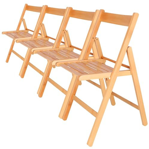 WELL HOME MOBILIARIO & DECORACIÓN - Pack 4 Sillas BAS en madera de haya, acabado aceite