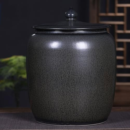 YUGXTH Ceramic Rice Bucket, Rice Storage Container, Kitchen Sealed Jar with Lid Grain Dispenser, Rice Dispenser Airtight Storage Bucket, for Grains Snacks Candy Coffee Beans(15kg-B)