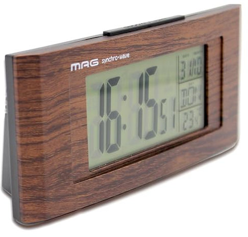 Fishtec - Despertador con luz trasera (imitación de madera)