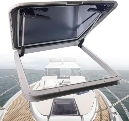 Marine Porthole, Aluminum Square Deck Hatch, with Tempered Glass 550x550mm, Skylights Escape Window, Boat Ventilation Hatch Window for Boat/Yacht/RV