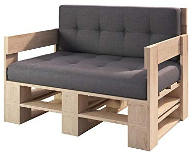 Lermowood Palettenmöbel Mp Sofa 120 x 60 x 40 cm Natur | Europaletten Indoor und Outdoor Lounge Gartenmöbel Holz Gartenmöbel Set Lounge Möbel Terrasse Balkon Loft Stil Paletten