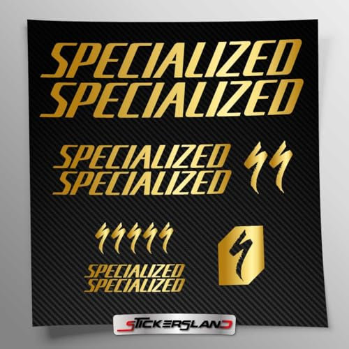 Stickersland® Aufkleber-Set, kompatibel mit Rahmen Specialized MTB und Helm | Decals Aufkleber für Fahrrad Schriftzug Logos | Stickersland® (Gold glänzend metallisch)