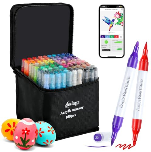 ‌AEDAGA‌ 100 Farben Nummerierte Acrylstifte Set mit App Acrylic Marker