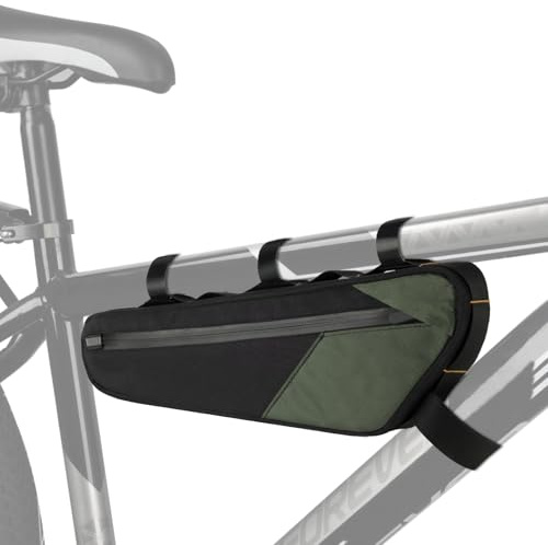 Borsa Bici Telaio Borse Tubo Centrale per Bicicletta MTB Impermeabile con Strisce Riflettenti Grande Capacità ca. 2.5L per Porta Attrezzi Bici da Corsa Accessori Lucchetto 380*115*55mm(verde)