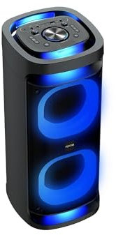 IRRADIO IR-PS80 OMNIA4-Sound, Cassa Bluetooth Potente, Speaker da 80W con Suono 360°, Luci RGB, 2 Microfoni per Karaoke e Funzione Power Bank, Perfetto per Feste, Bassi Potenti e Suono Avvolgente