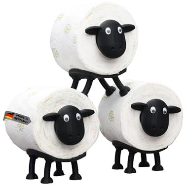 CADOVATION – Für ALLE Rollengrößen geeignet – Toilettenpapierhalter Schaf – Klorollenhalterung aus Biokunststoff – Lustige Badezimmer Deko – 3er Set – Made in Germany