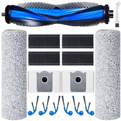 Kit d'accessoires pour Ecovacs Deebot T80 Omni/X8 PRO OMNI/X8 Omni aspirateur robot, 1 brosse à rouleau, 2 rouleaux de nettoyage pour serpillère, 4 filtres, 6 brosses latérales, 2 sacs à poussière