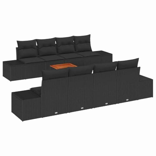 vidaXL Garten-Sofa-Set 7 pcs Schwarz, Garten- und Terrassen-Sofa-Set, modulare Rattanmöbel, verstellbare Füße, UV-beständig für die Terrasse
