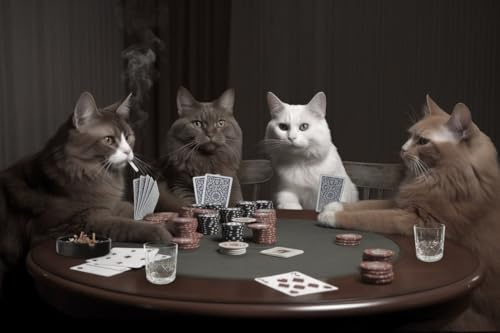 Puzzle Katzen Spielen Poker Singen Rauchen Lustige Glücksspiele Holzpuzzle Spielzeug Spiele für Erwachsene Freunde Familie 1000 Stück