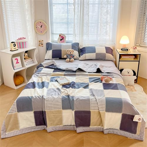 FANSU 3,5 TOG Baumwolle Tagesdecke Bettüberwurf Steppdecke Füllung aus Baumwolle Doppelbett Einselbetten Tagesdecken Gesteppt Bettwäsche Sofaüberwurf Wohndecke (Patchwork,200x230cm)