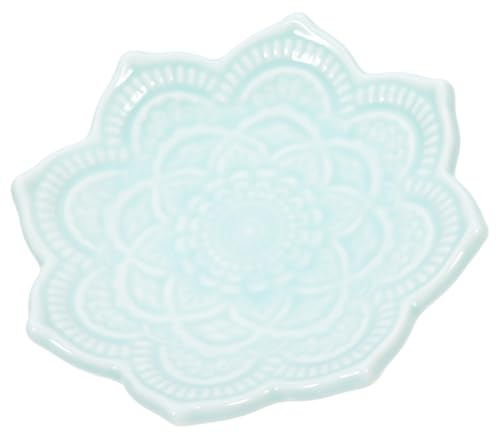 VILLFUL Bandeja Cerámica Decorativa Mandala Forma de Flor para Joyería y Anillos Plato Organizador Multifuncional para Pendientes Pulseras y Cosméticos para Tocadores y Tiendas