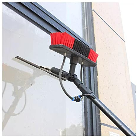 3 in 1 Water Fed Pole Kit with Squeee 23.6 Ft Outdoor Window Cleaner & Solar Panel Wash System Includes Scrubber Brush & Spray Washer for Easy Cleaning