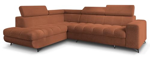 Masseno Ecksofa MORIVA Q L-S mit Schlaffunktion L-Form, Klassisch Sofa mit Bettkasten, Wohnzimmersofa, Couch, Soffa, Bettsofa, Couchgarnitur - Orange, Quelle 54