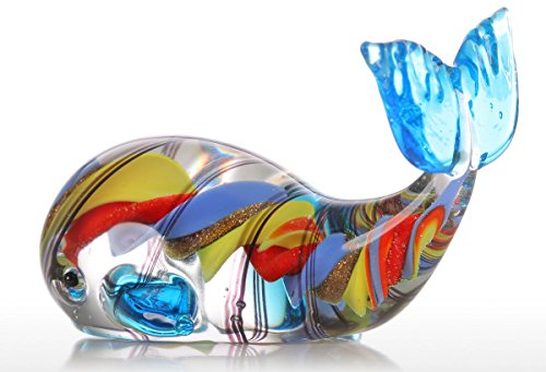 Tooarts Glasskulptur Dekofigur Tier Skulptur aus Glas Wal Handarbeit