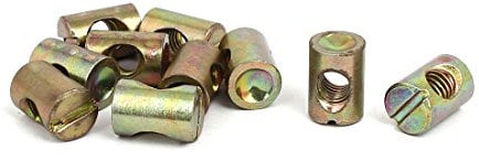 Sourcingmap 10pcs M6x15mm Barrel Bolt Cross Dowel Slotted Furniture Nut for Beds Chairs
