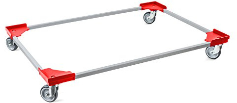 aidB Transportroller Variabel nicht unterteilt für Euroboxen mit 4 Gummilenkrollen, Rot, 1200x800 mm, variabler Rollwagen zum Transport von Kisten, Praktischer Kistenroller
